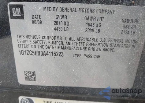 2010 Chevrolet Malibu Lt from USA, damaged, VIN 1G1ZC5EB0A4115223